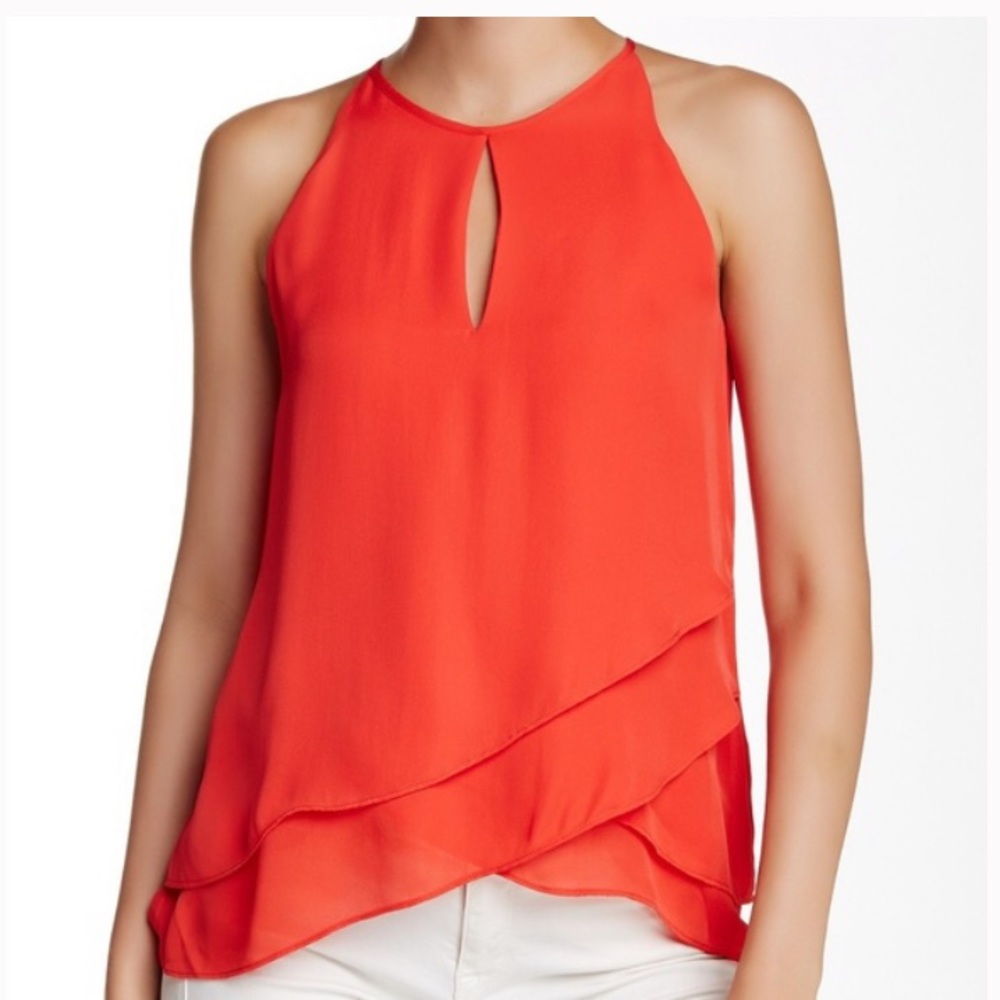 Parker Layered Silk Keyhole Sheila Tank Top-Orange